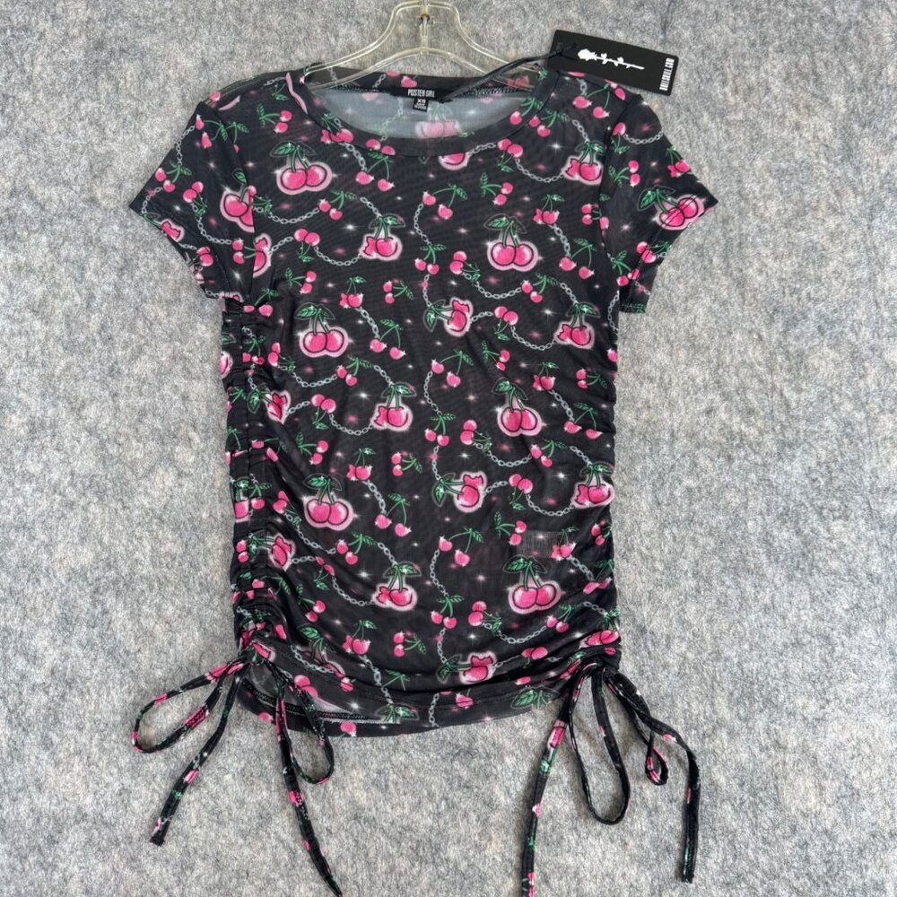 Dolls Kill Poster Girl Top Choose Your Cherry Baby T Ruched XS